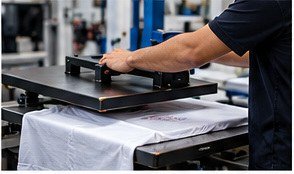 Logo being printed on plain apparel