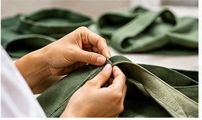 Close-up of reinforced fabric stitching