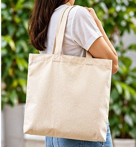 Professional carrying a reusable canvas tote bag
